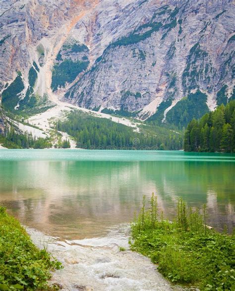 Braies Lake In Dolomiti Region Italy Stock Photo Image Of Dolomite