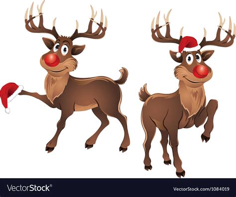 Rudolph The Reindeer With Christmas Hat Royalty Free Vector