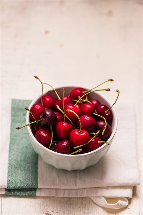 Bowl Full Of Freshly Picked Cherries By Stocksy Contributor Laura