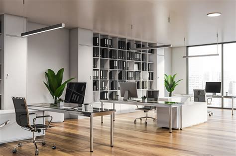 Modern White Office Interior With Furniture Stock Photo Download