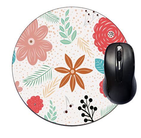 Mouse Mat Pad Mousepad Cute Desk Round Circle Mousemat Mousepad Floral Sweet Pattern