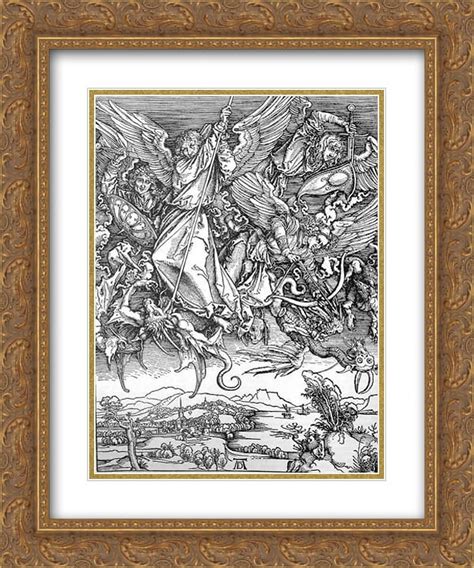 Albrecht Durer 2x Matted 20x24 Gold Ornate Framed Art Print St Michael S Fight Against The