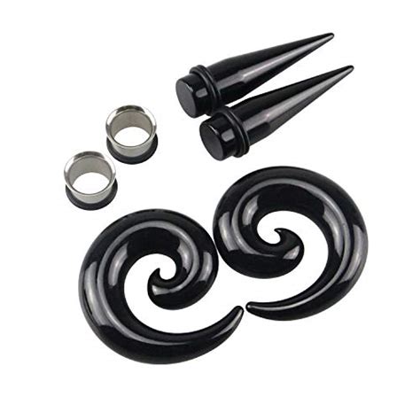 Awinrel Acrylic Ear Gauge Spiral Taper Stretching And Stainless Steel Single Flare Plugs Flesh