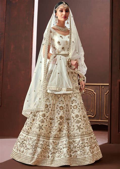 Buy White Pure Organza Silk Indian Wedding Lehenga In Uk Usa And Canada Party Wear Lehenga