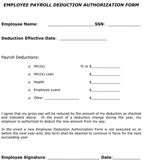 Payroll Deduction Agreement Template Pdf Template