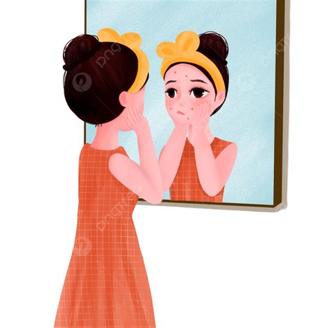 Looking In The Mirror Clipart Png Images Girl With Acne Looking In The Mirror In The Bathroom