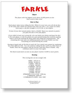 Keyword research for printable shanghai rummy score sheets. Farkle rules | Dice game rules, Yahtzee rules, Fun card games