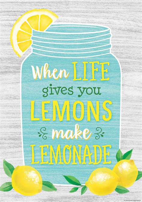 When Life Gives You Lemons Make Lemonade Positive Poster Lemon Crafts