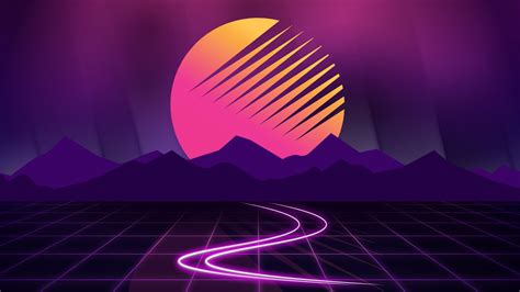 Retrowave Purple Dark Background With White And Pink Led