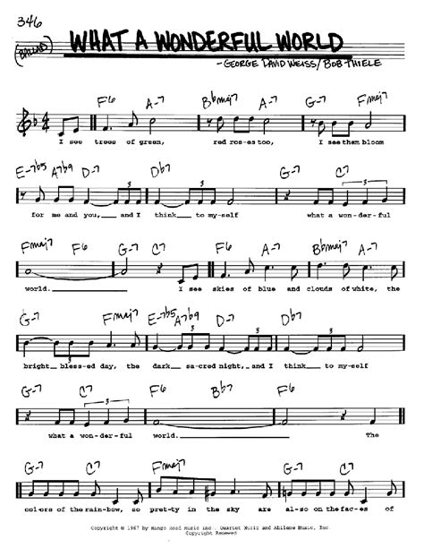 Louis Armstrong What A Wonderful World Guitar Chords And Lyrics