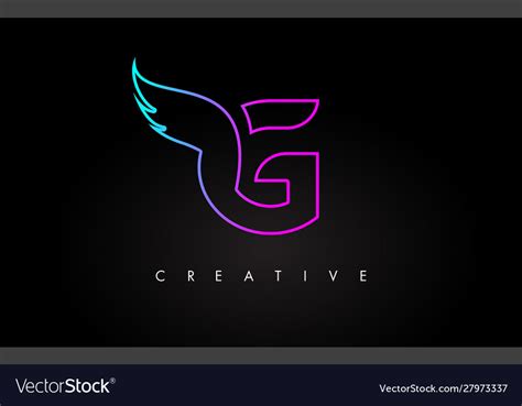 Neon G Letter Logo Icon Design With Creative Wing Vector Image