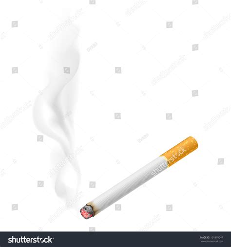 Realistic Burning Cigarette Illustration On White Stock Vector