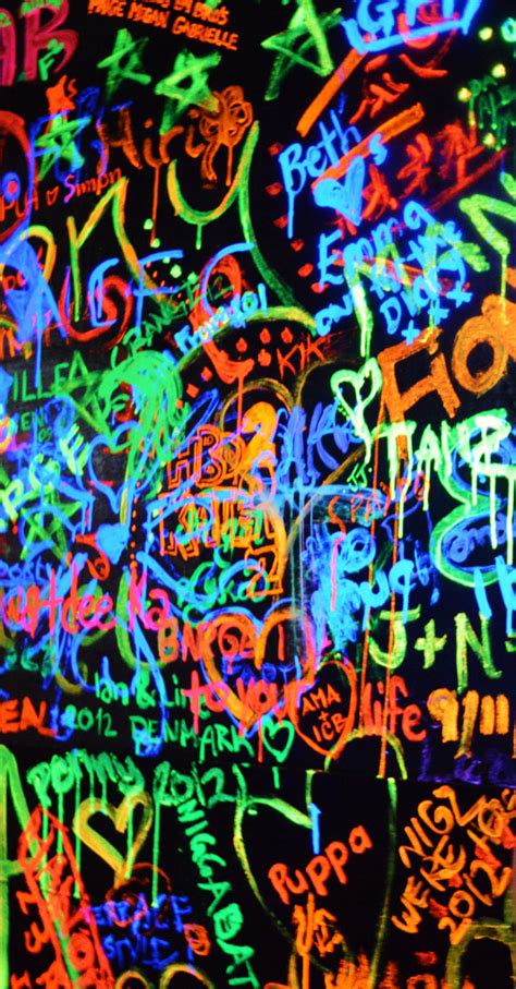 Colorful Graffiti Written On The Side Of A Wall With Different Colors
