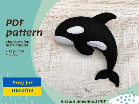 Orca Sewing Pattern Felt Killer Whale Soft Toy Pattern Pdf Etsy