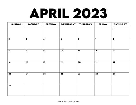 Prioritize Your Events With April 2023 Calendar Printable