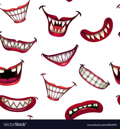Seamless Pattern With Creepy Monster Smiles On Vector Image