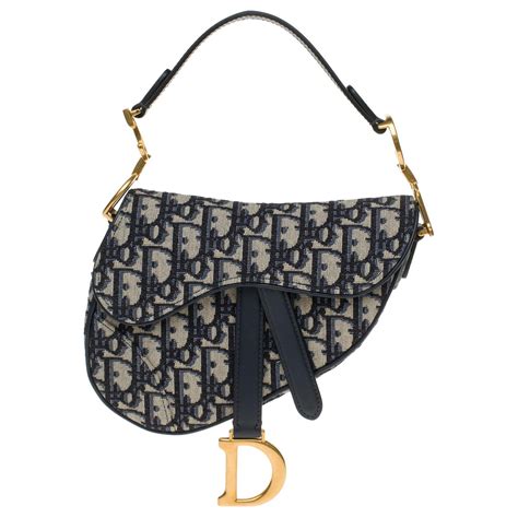 Christian Dior Mini Saddle Bag In Blue Oblique Dior Canvas New