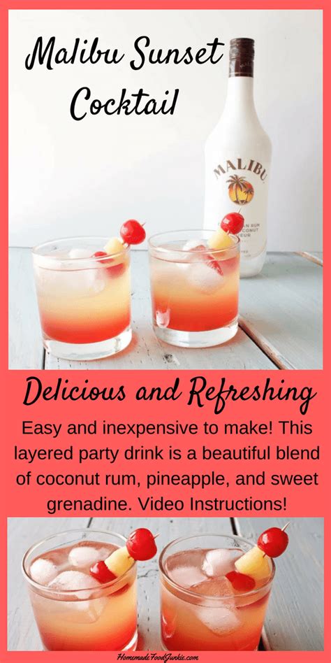 Stir this together until it's well combined. Malibu Sunset Cocktail Mixed Drink Recipe - A pretty drink ...