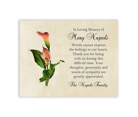 Buy Sympathy Acknowledgement Cards Calla Lily Funeral Thank You And