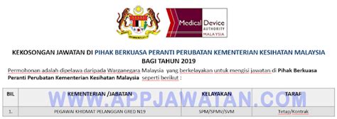 Kementerian kesihatan malaysia is located in malaysia, at the federal government administrative center. Jawatan Kosong di Pihak Berkuasa Peranti Perubatan ...