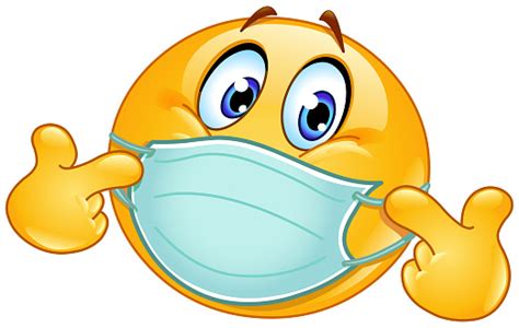 Pointing At Himself Emoticon With Medical Mask Stock Illustration