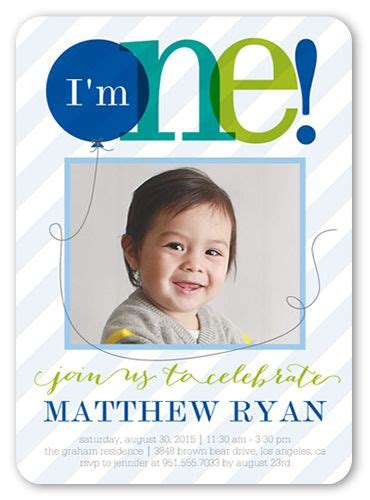 Here are 1st birthday invitation wordings ideas with come and witness this memorable moment with our baby girl/boy. Sheer One Boy First Birthday Invitation | Birthday ...