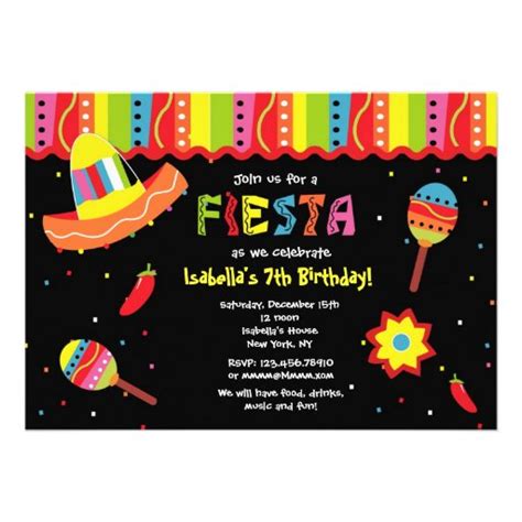 Mexican Fiesta Birthday Party Invitations 5 X 7 Invitation Card Zazzle