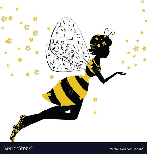 Little Bee Fairy Girl Royalty Free Vector Image