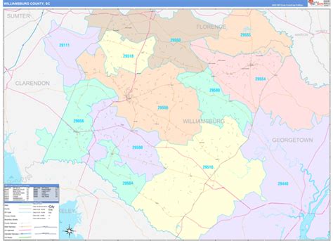 Williamsburg County Sc Zip Code Maps Color Cast