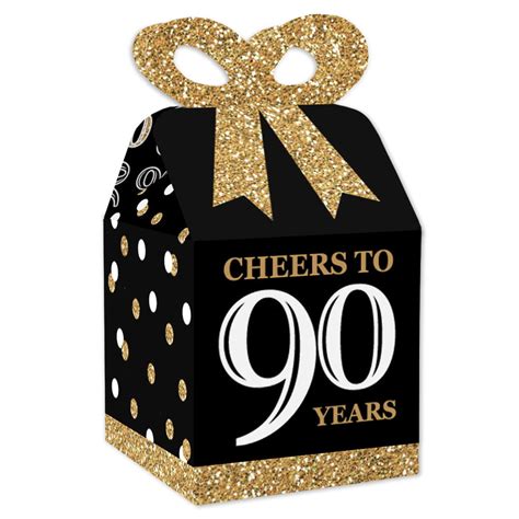 Adult 90th Birthday Gold Square Favor T Boxes Birthday Party