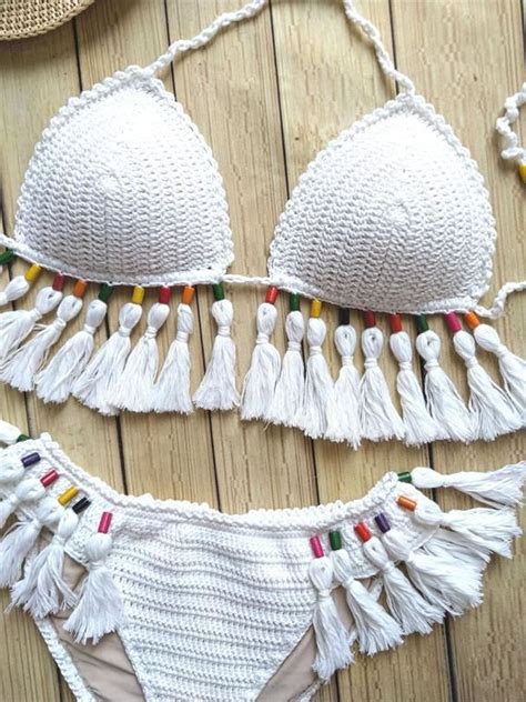 Handmade Crocheted Bikini Soft Cotton Yarn Crochet Bikini Beach