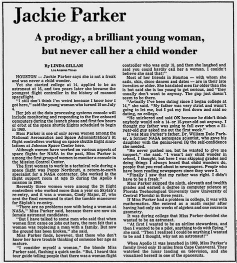 Jackie Parker Was Flight Controller At Nasa At 18 Women In Space