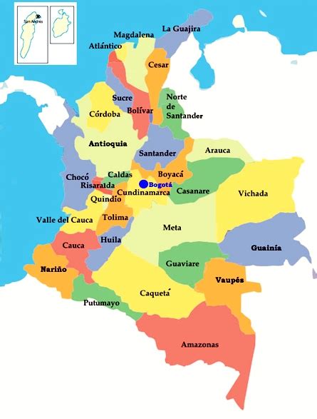 Capitales Y Departamentos De Colombia
