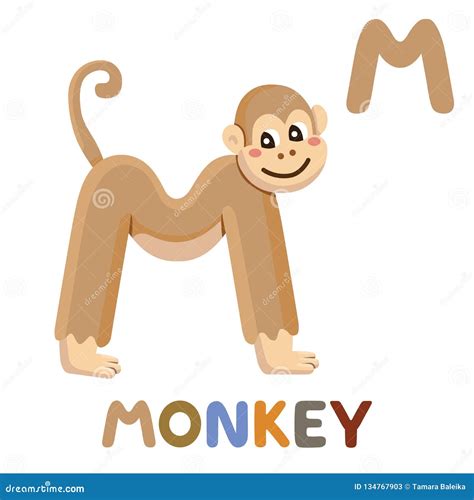 M Is For Monkey Letter M Monkey Cute Illustration Animal Alphabet