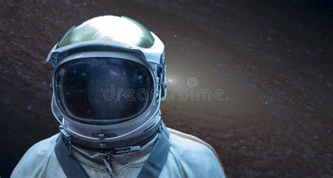 Astronaut In A Front Of Stars In Outer Space Conquest Of Space Concept