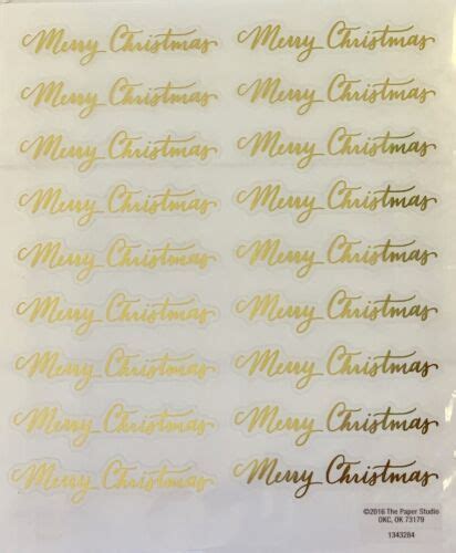 2 Sheets Merry Christmas Gold Foil Stickers Envelope Seals Holiday