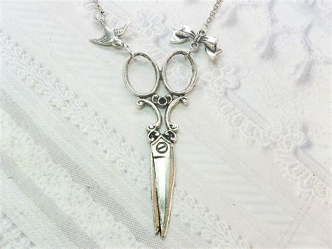 Silver Scissor Necklace Silver Scissors Jewelry By Etsy