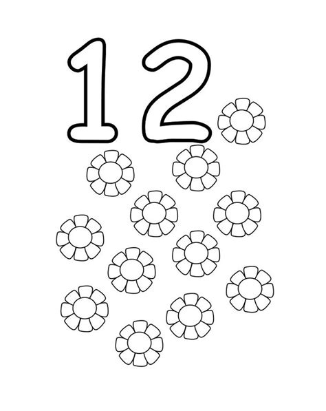 Number 12 Coloring Pages Easy Learning Educative Printable