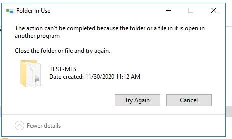 This Action Cannot Be Completed Because The File Is Open In Another Program