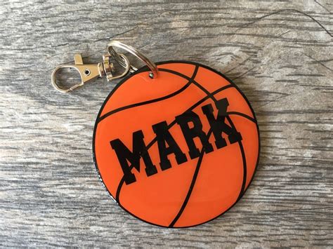 Personalized Basketball Tag Basketball Keychain Backpack Etsy