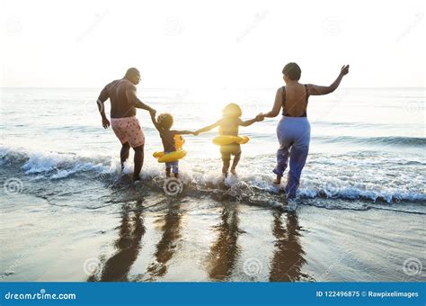 Black Family Having Fun On The Beach Stock Image Image Of Enjoying Mother