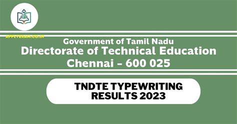 Tndte Typewriting Result Released Check Online Tndte Gov In Apply Exam