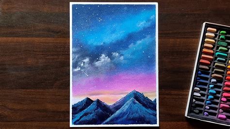 How To Draw Milky Way Galaxy And Mountains Soft Pastel Drawing For