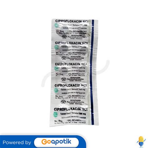 Ciprofloxacin Novapharin Mg Strip Tablet Kegunaan Efek