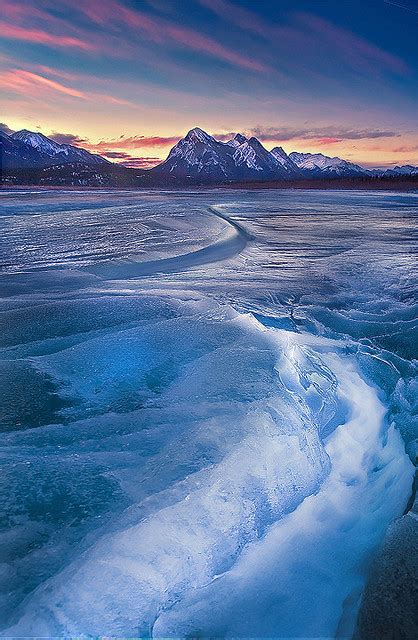 Frozen Abraham Lake In Banff National Park Canada Its A
