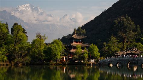 Photos China Lijiang Nature Bridges Mountains River Temples 1366x768