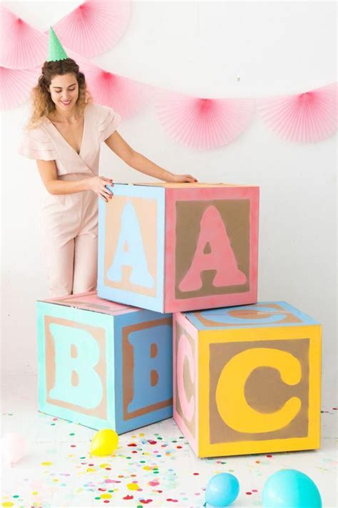 Diy Giant Baby Block Decorations Diy Baby Shower Decorations Baby