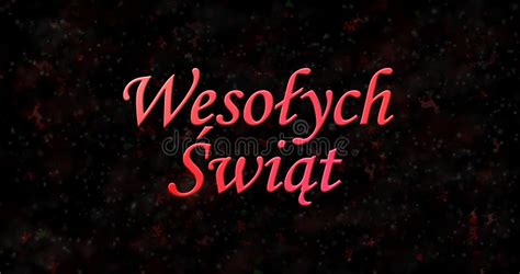 Merry Christmas Text In Polish Wesolych Swiat On Black Backgro Stock