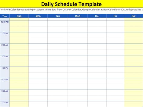 Daily Schedule Template Excel Word Template
