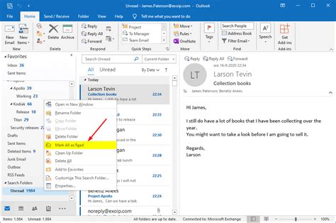 Mark All Messages As Read In Outlook Ali Tajran